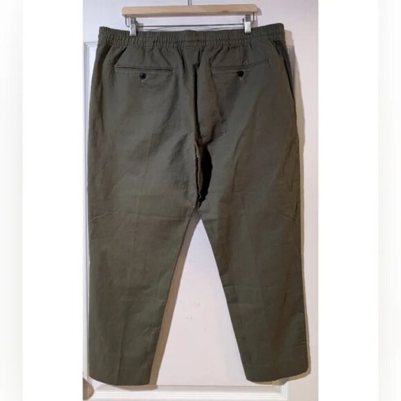 NWT Club Monaco | Men's Elasticated Linen Blend Trousers in Olive Green - Picture 7 of 16